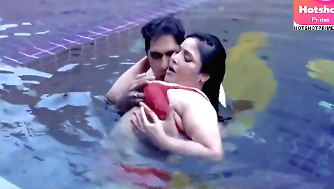 Busty brunette milf showing off her sexy body in desert