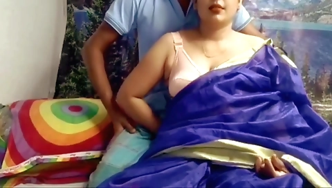 Indian brunette milf and her step brother in leather pants