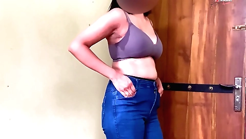 Indian brunette girl video with a long leg and hairy twat