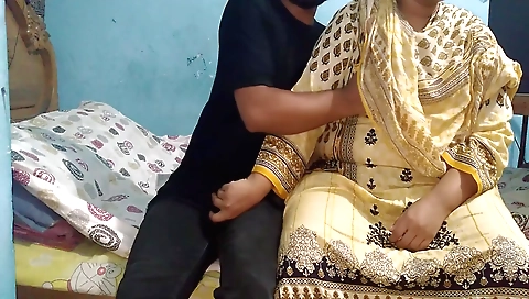 Busty brunette chick gets fucked by neighbor guy at her house