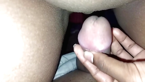 Hot brunette in short dress gives blowjob to her friend