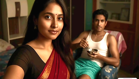 Indian brunette with a gorgeous body and a hot body in the rain