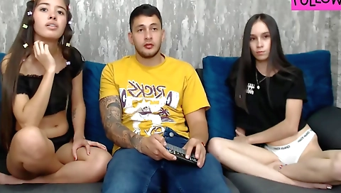 Indian brunette stepdaughter gets fucked in threesome