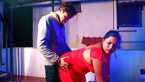 Stepmom is giving a hot handjob and she has a big ass