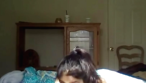 Brunette indian milf eating up big cock of a big bbc