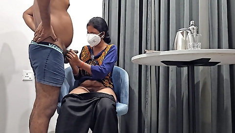 Brunette babe rides and gets handjob in amateur sex