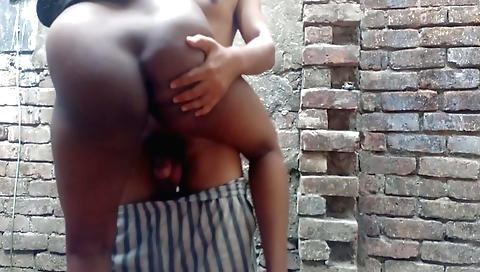 Indian girl in red bikini gives a great blowjob to a guy