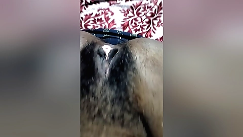 Indian girl with hairy pussy is fucking in the toilet
