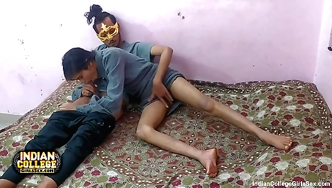 Indian brunette college girl deepthroat blowjob and pussyfucking