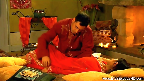 Indian girl in a black bikini in a sauna with her pussy