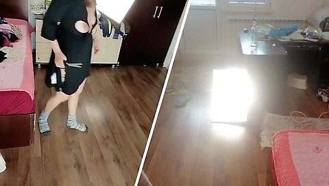 Girlfriend masturbating in her underwear with a small vibrator