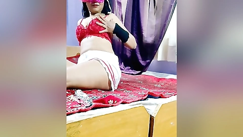 Indian amateur teen is playing with a toy and a doll