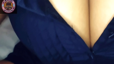 Indian babe in stockings lets me touch her ass and big boobs