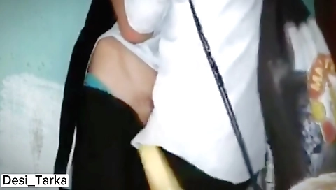 A brunette teen gets a hot homemade video with a class room video