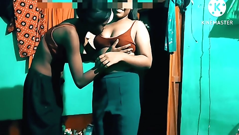 Slutty lesbian brunette video showing hot lesbian sex