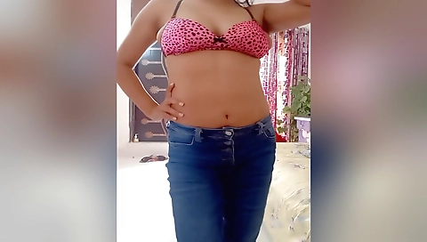 Indian solo female video in red dress and stockings 06