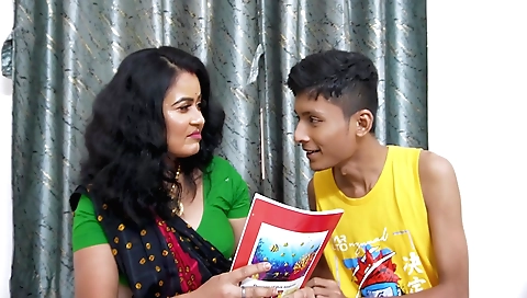 Amazing big ass brunette milf seducing her stepson