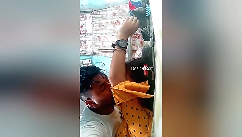 Slutty brunette is sucking and fingering a cock in a sensual way