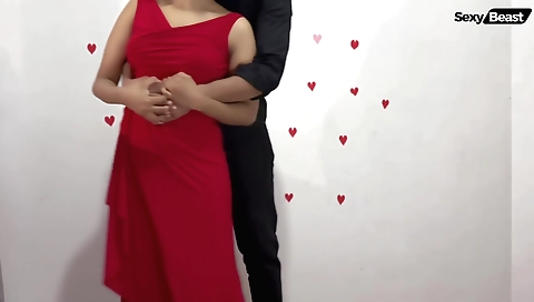 Busty brunette fucks her man and then gets licked from behind