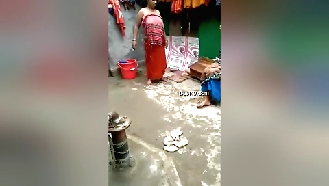 Indian with big tits in bathing suit naked in a pool