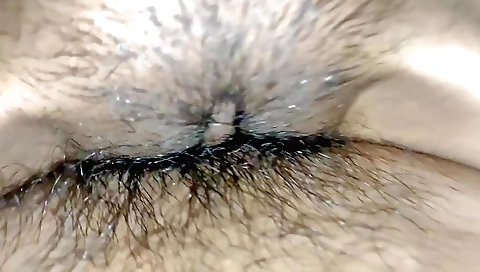 Amateur hairy girl gives me a nice blowjob and a dick